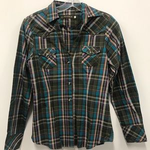 Roper Green plaid shirt xs